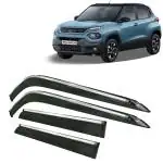 Kingsway Car Wind Deflectors Rain Guard Window Visor for Tata Punch 2021, 2022, 2023, 2024, 2025 Model, Car Door Visor with Chrome Lining Online India, Car Sun Shades