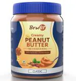BruFit Classic Peanut Butter | 26g Protein & 7.2g Fiber | vegen | Healthy Nut Butter Spread with No-Cholesterol | Gluten Free | Zero Tans Fat | Healthy Fats | Rich Source of Dietary Fibre(Creamy, 900 GM).