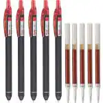 Pentel EnerGel Click 0.7MM Roller Gel Pen | Quick Dry Ink For Smudge-Free Writing | Ink Colour - Red | Pack of 5 Pens and 5 Refills