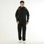 ZEEL Rain Coat for Men Waterproof for Bike Riders with Adjustable Hood along with inner pockets,Waterproof Rainwear Suit with Polyester Pant, Jacket with Reflectors at back ,AZ32 Black XXL