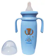 MINI TREE Baby Feeding Bottle with Handle SPACESHIP Design Anti-Colic Nipple, 100% BPA Free (PP) | Blue | 270 ML