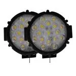 AllExtreme EX7M1B2 7 Inch Round Led Fog Light Universal 17 LED Off Road Driving Roof Lamp for Jeep Bikes and Cars (51W, White Light, 2 PCS)