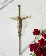 Blissful Decors Pure Brass Lord Jesus Christ on Cross Idol Wall Decor Crucifix Cross Wall Hanging Idol Christian Cross Wall Mount Christmas Decor