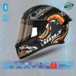 SMART BTVega Bolt Octopus Full Face Helmet Black Orange, Size: M