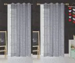 JARS Collections Set of 2 Net Sheer Grey Star Design Window Curtains(4x5 ft)