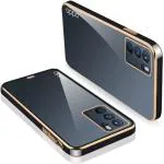RUPELIK (Chrome Case Oppo Reno 6 Pro 5G Black) Luxurious Electroplated Crystal Clear Soft Silicon Chrome Case for Oppo Reno 6 Pro 5G (Black)
