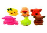 Peppy Kid Bath Squeeze Toys Assorted Animals Squeeze Toys Multicolor - Pack Of 6
