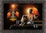 Indianara Chhatrapati Shivaji Maharaj Without Glass Framed Art Print for Room Decor Digital Reprint 10 inch x 13 inch Painting (With Frame)