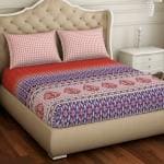 Spaces Atrium Plus 100% Cotton Abstract King Size Double Bedsheet with 2 Pillow Covers Soft Feel Skin Safe Breathable Fabric (Ornate, 224CM X 274CM) - Red