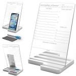 3 Lines to Do List Acrylic Board for Desk (24x16 CM) White Acrylic Large Base with 4 Slots for Phone | with 2 Markers & Cleaning Fabric | Everyday Planner | Large Size