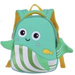 WISHKEY Lightweight & Waterproof School Bag ,Green Fish Backpack for Kids.