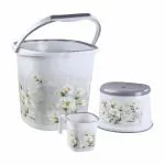 Nayasa Marble Bathroom Set, Set Of 3 (18 Litre Bucket + 1500 ML Mug + Stool), Best Quality Of Plastic Bathroom Set, Ideal For Home & Office, Medium, Grey