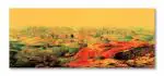 Tamatina Multicolor The Scene Of Rajasthani Village Nature Unframed Art Canvas Painting - 28X18 Inch