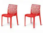 RW REST WELL Web Dining/Cafeteria/Designer Armless Heavy Duty Plastic Chair (Set of 2pc, Red)