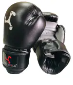 Le Buckle Unisex Tournament Boxing Gloves for Boxing, Kickboxing, MMA, Contest Gloves (Black & Grey, Faux Leather, 12 oz)