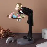 SMOKEY COCKTAIL Ape With Tray Statue Sculpture Nordic Gentleman Monkey Tray Storage | Resin Animal Art Sculpture Ashtray for Home Decor and Table Top