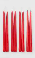 atorakushon Smokeless Scented Tall Taper Stick Candle for Home Decoration Diwali Puja Birthday Party Restaurant Spa Church Lighting Red [Set of 8]