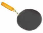 Kitchen Shopee Iron Tawa Roti/Chapati Tawa With Wooden Handle Iron/Loha/Lokhand Heavy Base Handmade 9 Inch 23 Cm Induction Bottom Black Color