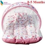Nagar International Pink Cotton Bassinet & Cradle Bedding with Mosquito Net 70x40x38 cm (Mt-01 Pink)