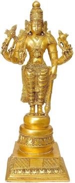 IDOL COLLECTIONS Golden Brass Eight Armed Lord Vishnu Idol l GOD IDOLS