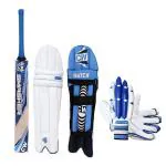 CW TRAINER Cricket kit Kashmir Willow Cricket Bat Cricket Glove Kit (Full For 14 Yr & Up Left Blue)