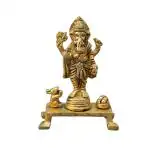 Kalarambh Brass Standing Ganesh Ji/Ganesha/Ganpati Idol Murti Statue for Pooja Puja Mandir Home Collectible Handicraft Art - Yellow, 2 x 1.8 x 3.3 Inches (L x W x H)