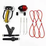 Marksman Top Metal Fishing Slingshot Catapult Gulel Combo Set (Fishing Gold BL25S Right Hand Combo Set with Holder)
