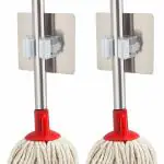 VDNSI Self-Adhesive Wall Mounted Single Mop Broom Holder for Home Bathroom Kitchen Garage 2 PCS
