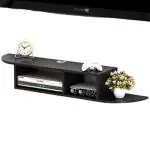 WOODENCAFEBlack Wooden Wall Mount Stand for TV Cabinet Set Top Box - 75 x 75 x 25 cm