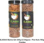 Elaisha Premium Jumbo Mamra Badam Giri Almonds And Pine Nuts Big Size Pine Nuts Chilgoza Almonds, Pine Nuts, 350 G (Pack Of 2)