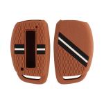 Keyzone striped cover fit for : Venue, Elantra, Tucson, I20 N Line 2021, Creta 2020, i20 2020, Creta, Elite I20, Active I20, Aura, Verna 4s, Xcent, Alcazar, Creta 2021 3b/4b smart key (KZS-18,Brown)