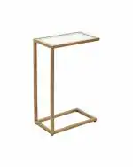 AVA DESIGNZ Clear And Gold Metal C Shape Table (40. 2 x 25. 4 CM)