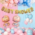 Specialyou.in Baby Shower Decoration item kit for Mom to be with baby boy and girl foil balloons, gold foil baby shower banner, Pastel Pink and Blue Balloon pack of 49 Items