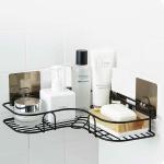 Homeleven Wall Mounted Cornor Shelf Organizer Rack for Kitchen Bathroom Metal Cornor Shelf -Black