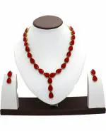 Jn Handicraft Metal Copper-Plated Red Jewel Set For Women And Girls
