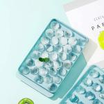 MAGIC PLUS Ice Cube Maker for Freezer, Flexible Ice Cube Trey with Lid, Round Ice Cube Mould - 33 Cavity for Whiskey & Cocktails, Keep Drinks Chilled Ice Cube Box for Freezer (Blue, Pack of 1)