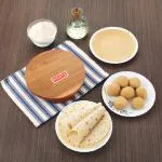 HAZEL Sagwan Polpat Chakla Roti Chapati Maker 24 cm With Wood Roti Roller Belan Rolling Pin 36 cm