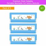 Safe-o-kid Bed Rail Guard (3 Ft/ 36 Inches/92 Cms / X 2.5Ft/ 30 Inches/ 76Cms) For Baby Fit-All, Adjustable/ Portable, Foldable Falling Protector Bed Rails For Kids, Blue Pack of 3