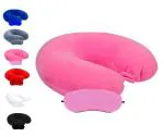 JUZZII Velvet Neck Pillow and Sleeping Eye Mask Combo for Long Road Trips and Flights saleon (Pink)