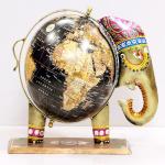 KREATIVE HOUSE Home And Office Decorative Globe Metal Elephant Table Top Showpiece Globe,Home House Decoration items,Decor and Gift for Living room, Bedroom, Showcase,Office Desk,Interior