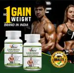 VLTAVA Gain Maxx (120 Capsules) | Weight Gainer Health Supplement | Stress Relief, Weight Gain, Amplify Exercise Performance | Dietary Supplement for Energetic and Active Lifestyle | For Men & Women,Gym,Yoga Enthusiasts