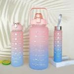 UCHIT Set of 3 Motivational Water Bottle | Time Marker Water Bottle | Leakproof Water Bottle | Durable Non-Toxic Water Bottle | for Office, School, Gallon, Activity, Caming, Kids, Fitness | Pani Ki Botal | Pani Ni Botal | Time Water Bottle (Pack Of 1)