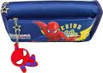 POKSI Spiderman Pencil Pouch for Girls/Boys|Large Mesh Pockets |Multipurpose Pouch for Kids Art Canvas Pencil Box l Set of 1 Blue