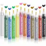 PATHOS INDIA Permanent Acrylic Paint Marker Pens for Rocks Painting,Ceramic,Glass,Wood,Fabric,Canvas,Mugs,12 Colors/Set,Multicolor