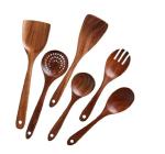 Shopfleet Wooden Spoon Non-Toxic Spatula| Spoons, Wooden Cooking Spoons-High Quality Pack Of 6