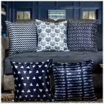 KISAN PRINTS Denim Blue Microfiber Satin Cushion Pillow Covers, Blue, Set of 5 Pieces (24X24 Inches)