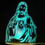 Risentshop Multicolor Acrylic, Wooden Jesus Usb 3D Illusion Rgb 7 Colour Changing Led Night Lamp, 10 Cm