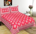 UniqChoice Pink Color 100% Cotton Jaipuri Traditonal Double BedSheet With 2 Pillow Cover