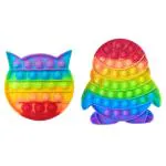 KARTUNBOX Fidget Cat & Penguin Toys, Big Push Pop Its Bubble Fidget Sensory Toy, Autism Special Needs Silicone Stress Relief Toys, Sensory Toys Novelty Gifts for Kids (Multicolor)