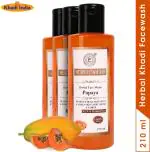 Herbal Khadi Papaya 100% Natural Herbal Face Wash No Sulphates & Parabens Anti Tan Anti Acne Sun Protection Face Wash for Glowing Skin 630 ml (Pack of 3)